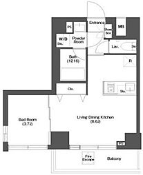 ディームス目黒行人坂 1LDKの間取図画像