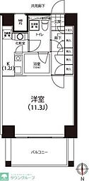 レジデンスクイズ恵比寿 1Kの間取図画像