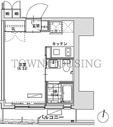 グランディオール広尾テラス ワンルームの間取図画像