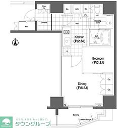 BPRレジデンス恵比寿 1DKの間取図画像