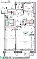 コンシェリア目黒本町 THE RESIDENCE 2LDKの間取図画像
