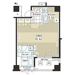 ParkAxis恵比寿 1Kの間取図画像