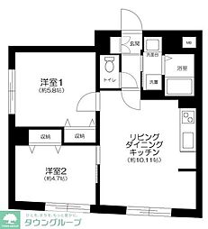 CENTRAL GARDEN RESIDENCE TOKYO 2LDKの間取図画像