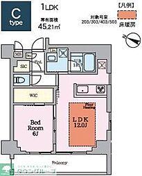 ヴィスタコート幡ヶ谷 1LDKの間取図画像