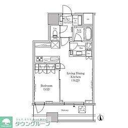 ザ・パークハビオ白金高輪 1LDKの間取図画像