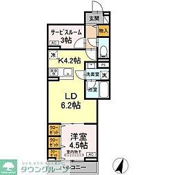 セレスティア中央 II 1SLDKの間取図画像