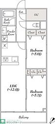 ユーレジデンス東雪谷 2LDKの間取図画像
