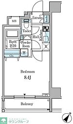 リオプラド赤坂 1Kの間取図画像