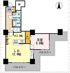 品川シーサイドビュータワー1 1LDKの間取図画像