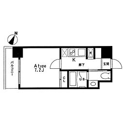 レジディア中目黒2 1Kの間取図画像