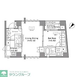 六本木エムケイアートレジデンス 1LDKの間取図画像