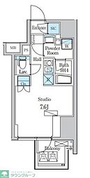 DUOFLATS芝公園 ワンルームの間取図画像