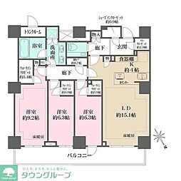 ザ・パークハウス三田ガーデンレジデンス&タワータワー棟 3LDKの間取図画像
