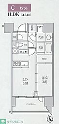 シーズンフラッツ代々木 1LDKの間取図画像
