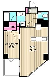 リシェ広尾 1LDKの間取図画像