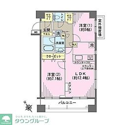 ヒルレジデンス大崎 2LDKの間取図画像
