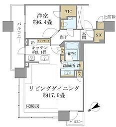 ブリリアタワーズ目黒サウスレジデンス 1LDKの間取図画像