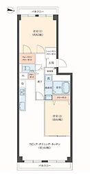 サンヴェール千里緑地公園5号棟 2LDKの間取図画像