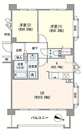 朝日クレス・パリオ北新宿 2LDKの間取図画像