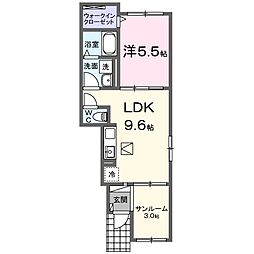 スプリングサニー 1LDKの間取図画像