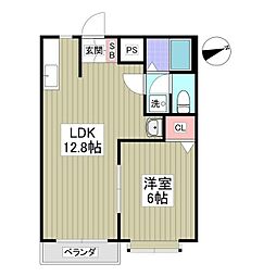 エミネンスハイツ 1LDKの間取図画像