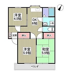 コーポ外原 3DKの間取図画像