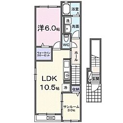 スプリングサニー 1LDKの間取図画像