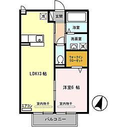 オークガーデンM 1LDKの間取図画像