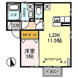 サニーコートカミヤ 1LDKの間取図画像