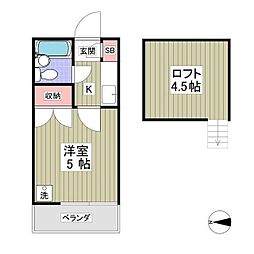 トレニア 1Kの間取図画像