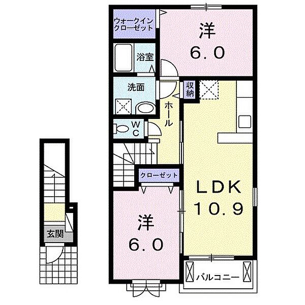 サニーコーラルII 204｜埼玉県行田市棚田町１丁目(賃貸アパート2LDK・2階・57.19㎡)の写真 その2