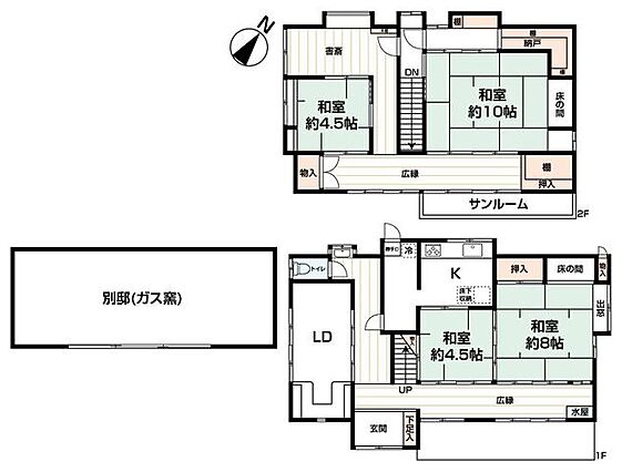 1・2階に和室...