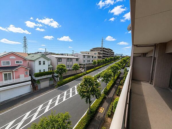 前面は幅の大きな道路なので、陽当り通風良好です。