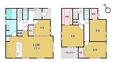 間取り：☆4LDK+WIC2ヶ所☆土地面積：142.78m2、建物面積：116.12m2