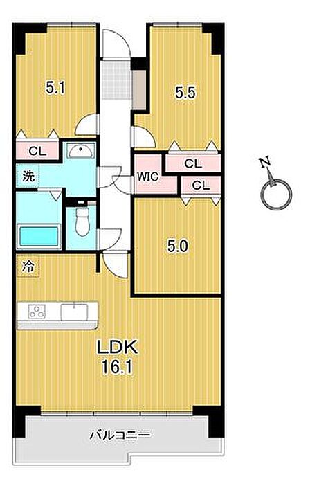 ☆3LDK+WIC☆専有面積68.24m2・バルコニー面積11.79m2