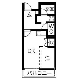 JR東海道本線 尾頭橋駅 徒歩19分の賃貸マンション 1階1DKの間取り