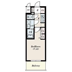 S-RESIDENCE星ヶ丘 1Kの間取図画像