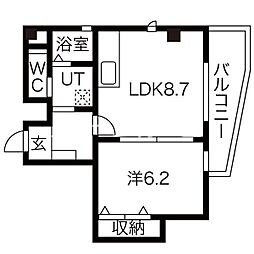 THERESIDENCEIMAIKENORTH 1LDKの間取図画像