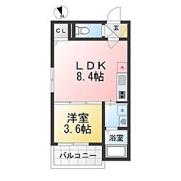 リブラ 1LDKの間取図画像
