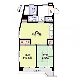 キャニオンマンション第一川口 2DKの間取図画像
