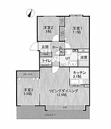 エバ・メゾン本郷通リーヴ・ノール 3LDKの間取図画像