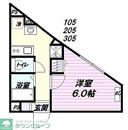 JR京浜東北・根岸線 西川口駅 徒歩7分の賃貸マンション 3階1Kの間取り