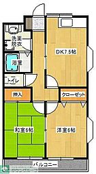 JR埼京線 戸田公園駅 徒歩3分の賃貸アパート 2階2DKの間取り