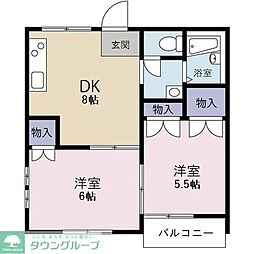 JR埼京線 南与野駅 徒歩12分の賃貸アパート 1階2DKの間取り
