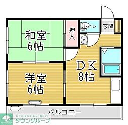 JR埼京線 戸田公園駅 徒歩8分の賃貸マンション 2階2DKの間取り