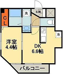 JR京浜東北・根岸線 蕨駅 徒歩6分の賃貸マンション 4階1DKの間取り