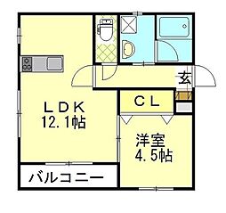 JR埼京線 中浦和駅 徒歩13分の賃貸マンション 3階1LDKの間取り