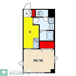 JR京浜東北・根岸線 川口駅 徒歩10分の賃貸マンション 5階1Kの間取り