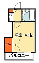 JR埼京線 与野本町駅 徒歩15分の賃貸アパート 2階1Kの間取り