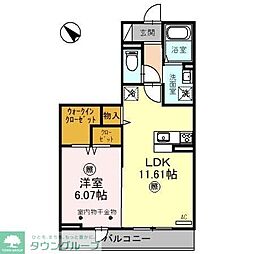 埼玉高速鉄道 浦和美園駅 徒歩8分の賃貸アパート 1階1LDKの間取り